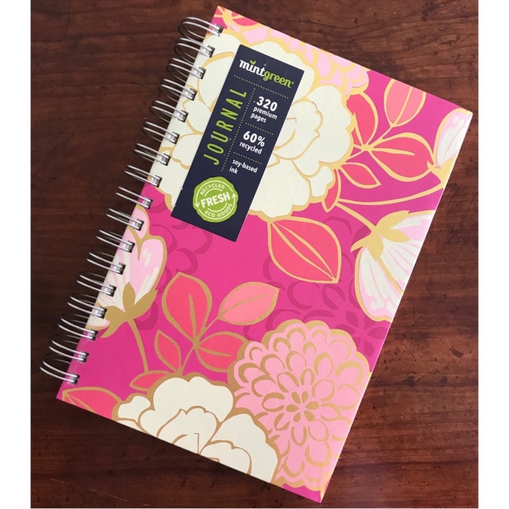 Pink Floral Spiral Journal